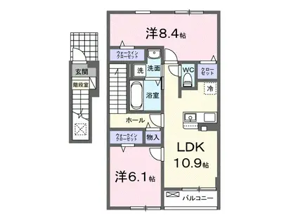 ステーション大美野(2LDK/2階)の間取り写真