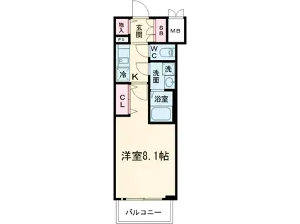 ソルテラス神戸栄町通(1K/3階)の間取り写真