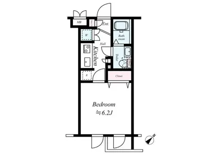 ステージグランデ田園調布アジールコート(1K/2階)の間取り写真