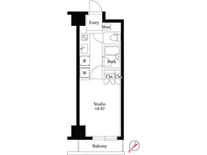 グランスイート銀座レスティモナーク(1K/7階)の間取り写真