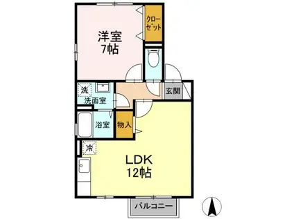 ティアモ中央(1LDK/2階)の間取り写真