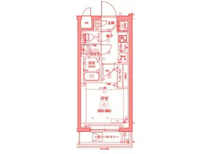 ベルシード横濱ウエストIV(1K/4階)の間取り写真
