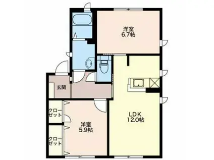 ガーデンテラス倉石S棟(2LDK/1階)の間取り写真