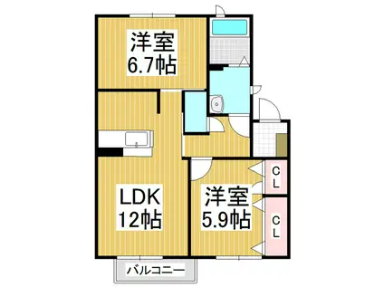 ガーデンテラス倉石(2LDK/1階)の間取り写真