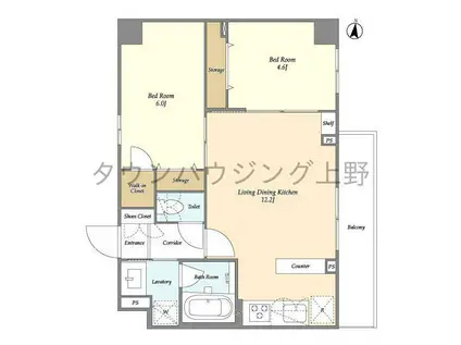 リテラス日暮里(2LDK/1階)の間取り写真