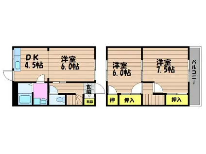 レジデンス日和屋(3DK/1階)の間取り写真