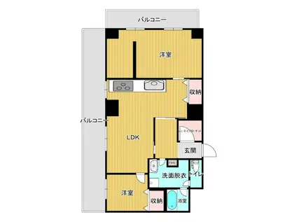 ライオンズマンション博多(2LDK/13階)の間取り写真