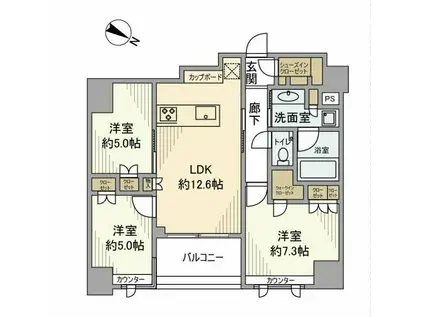 GREEN PARK日本橋堀留町(3LDK/3階)の間取り写真
