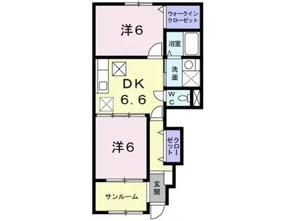 グリーンパーク A(2DK/1階)の間取り写真