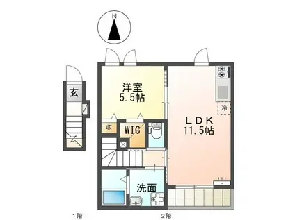 RIKGRANDE(1LDK/2階)の間取り写真