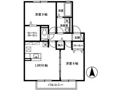 コンフォート東寝屋川(2LDK/1階)の間取り写真