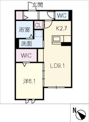 LUGALO MK(1LDK/1階)の間取り写真