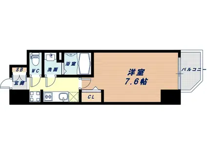 ララプレイス難波ガルテン(1K/11階)の間取り写真