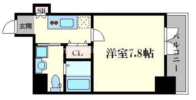 エグゼ難波南VI(1K/4階)の間取り写真