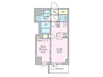 クレストコート旗の台(1LDK/4階)の間取り写真