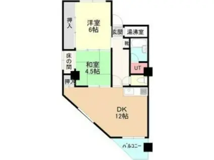 中の島1-3マンション(2LDK/6階)の間取り写真