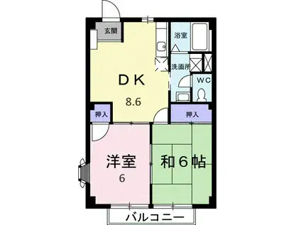 フォーシティ小川(2DK/1階)の間取り写真