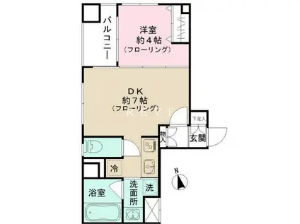 GL蔵前(1DK/3階)の間取り写真