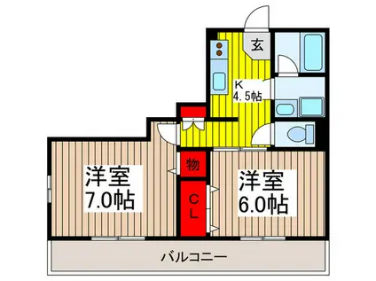 ヴィラ常盤(2K/2階)の間取り写真
