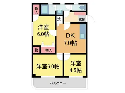 アムール宝塚II(3DK/2階)の間取り写真