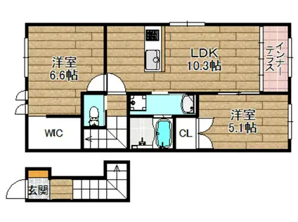 LE REPOS(2LDK/2階)の間取り写真