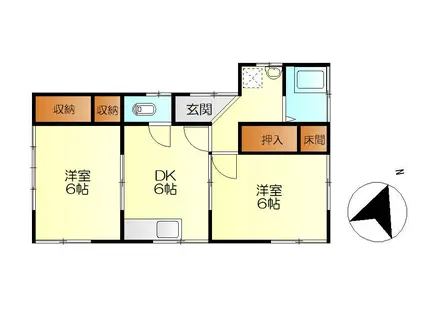 阿賀北6丁目6番アパート(2DK/1階)の間取り写真