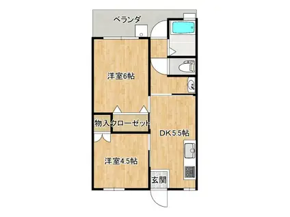 コーポロゼ(2DK/2階)の間取り写真