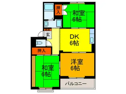 ハイツウッド(3DK/3階)の間取り写真