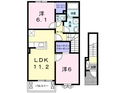 クロシェット(2LDK/2階)の間取り写真