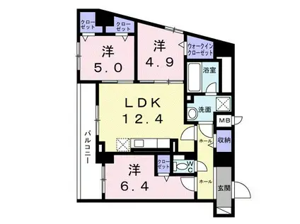 松江3丁目マンション(3LDK/8階)の間取り写真
