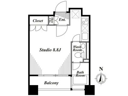 キャビンアリーナ南青山(ワンルーム/12階)の間取り写真