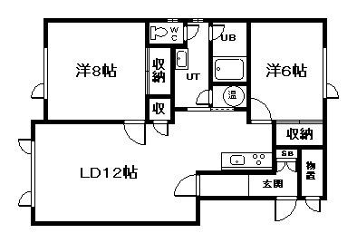 タウンズ秋月C棟(2LDK/2階)の間取り写真