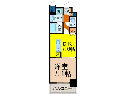 IARIM新瑞橋(1DK/4階)の間取り写真