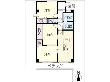 SYMPHONIX NAGARA(3DK/2階)の間取り写真