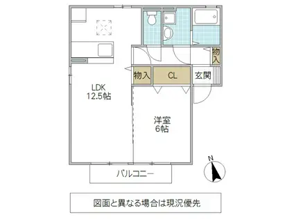 マノワールK A棟(1LDK/1階)の間取り写真