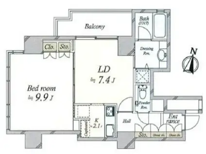 アクシア青山(1LDK/5階)の間取り写真