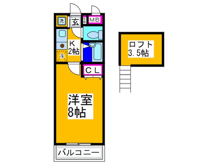 ヴィーブル三国ヶ丘(1K/6階)の間取り写真