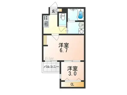 ジーイーシス(2K/2階)の間取り写真