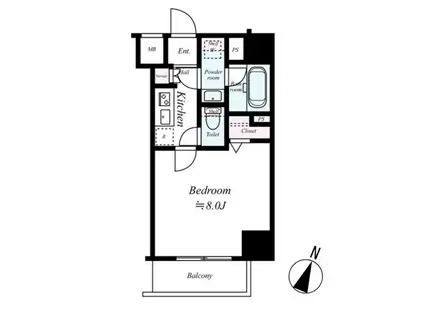 PREMIUM CUBE田町(1K/4階)の間取り写真