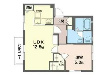 クレスト五の坂(1LDK/1階)の間取り写真