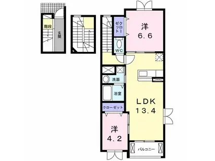 プロムナード相見(2LDK/3階)の間取り写真