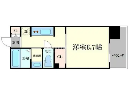 ル・パルトネール難波(1K/3階)の間取り写真