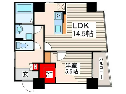 RESIDENCE新川橋(1LDK/1階)の間取り写真