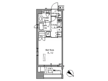 パークアクシス西ヶ原(1K/8階)の間取り写真
