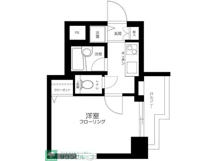 クレアシオン六本木(1K/2階)の間取り写真