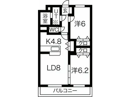 グランド ユー(2LDK/2階)の間取り写真
