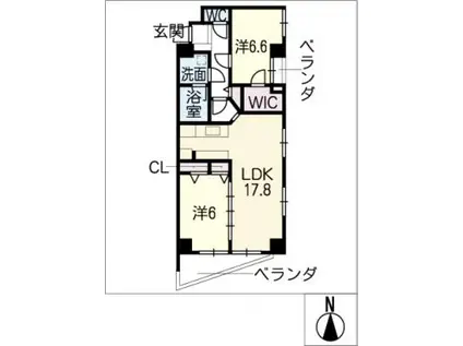 SUITES(2LDK/4階)の間取り写真