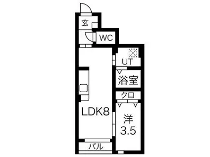 オーズコート(1LDK/1階)の間取り写真
