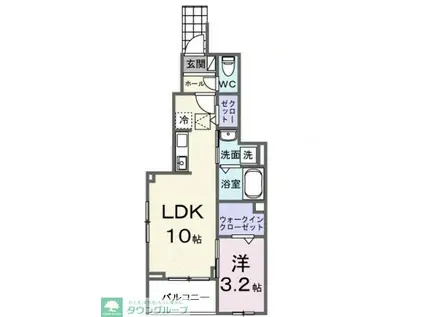 アンソレイユ(1LDK/1階)の間取り写真