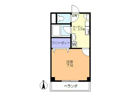 レジデンスウツキ(1K/3階)の間取り写真